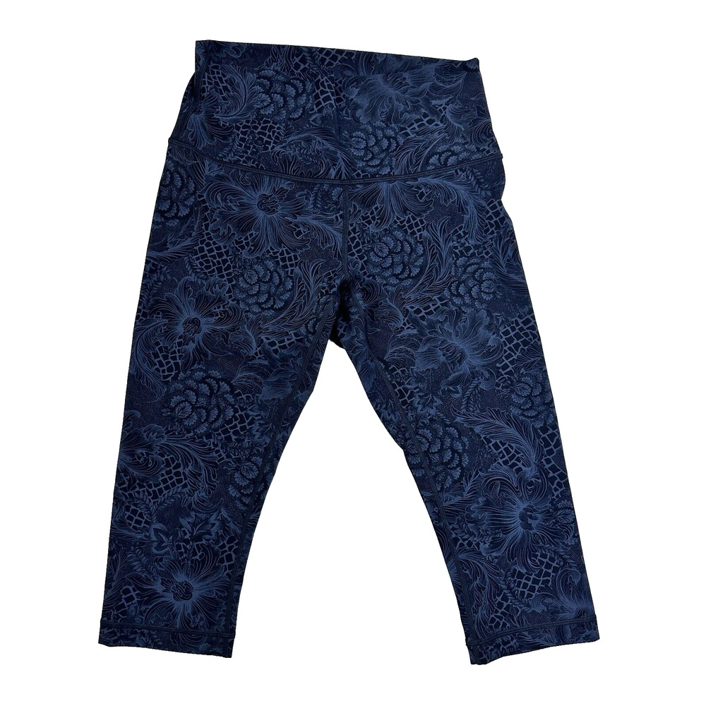 Lululemon Wunder Under Hi-Rise 1/2 Tight Leggings Full On Luxtreme 17" Blue Sz 8